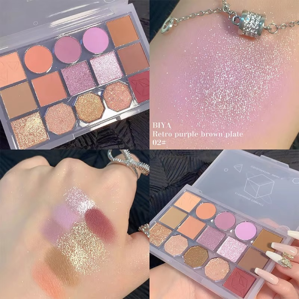 Biya Makeup High Pigmented Eyeshadow Palette Makeup Cosmetics 15 Colors Powder Glitter Eyeshadow Palette